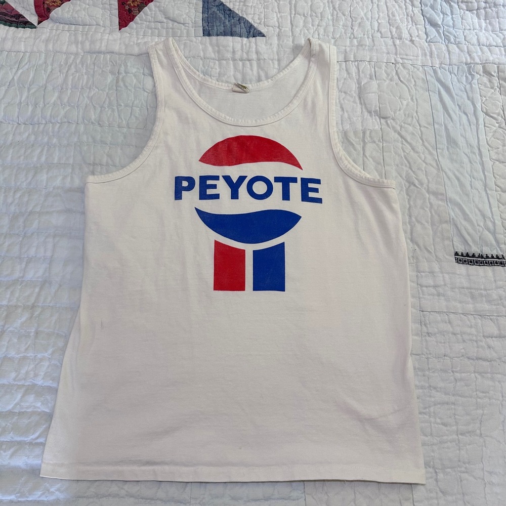 Filth Mart Tank Top White Peyote Graphic Vintage Medium